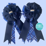 * Show Bows: Navy On Royal Blue Plaid