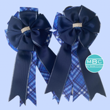 * Show Bows: Navy On Blue Plaid