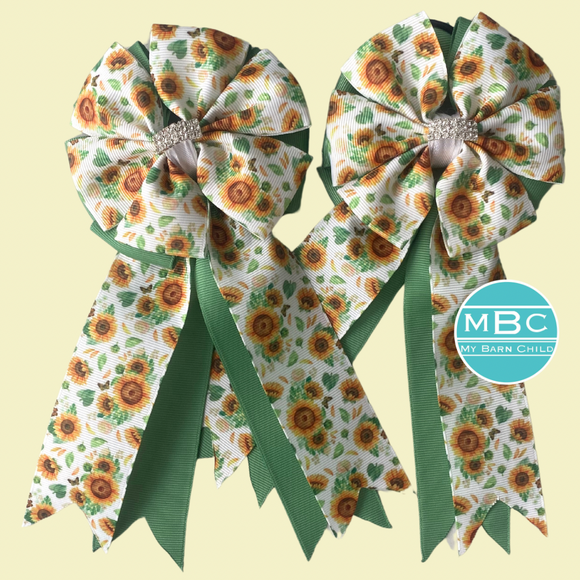 * Show Bows: Sunflowers on Sage Green