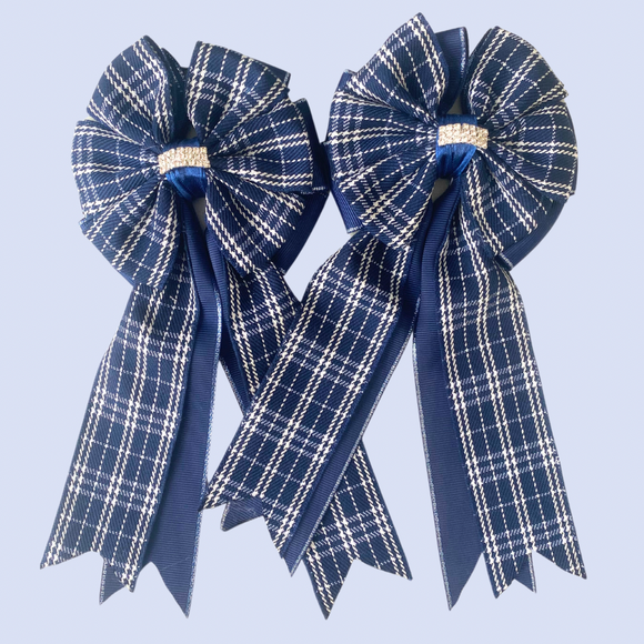 * Show Bows: Navy Plaid on Navy • NEW