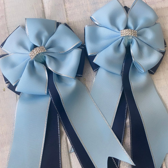 🫶 Show Bows: Light Blue & Navy 🙌