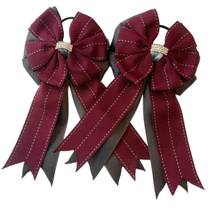 ** Show Bows: Merlot Stitch on Charcoal