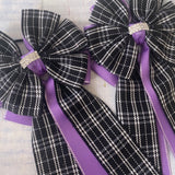 🫶 Show Bows: Black Plaid on Purple 💜