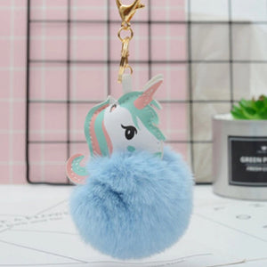 ✨ KeyChain / Bag Charm: Pom Pom Pets ~ Unicorn ~ Sassy ~ Blue