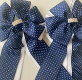 🫶 Show Bows: Navy Swiss Dot on White 🤍 NEW