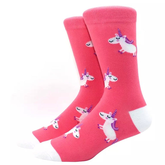Crew Socks: Unicorn ~ Coral