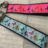 Key Fob / KeyChain / Wristlet: Dog ~ Unicorn Rainbow Foil