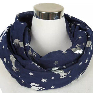 💙 Infinity Scarf: Metallic Unicorns ~ Navy/Silver