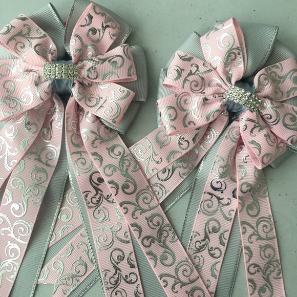 💙 Show Bows: Swirl Pink/Silver