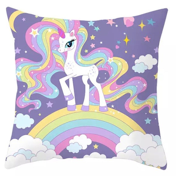Throw Pillow Cover: Unicorn Rainbow Life