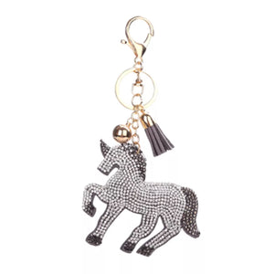 KeyChain: Sparkle Unicorn ~ Gray