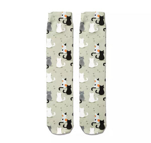 *Boot Socks: Cats Greige