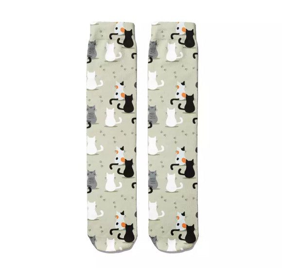 *Boot Socks: Cats Greige