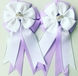 🫶 Show Bows: White on Lavender Swiss Dot 💜 NEW