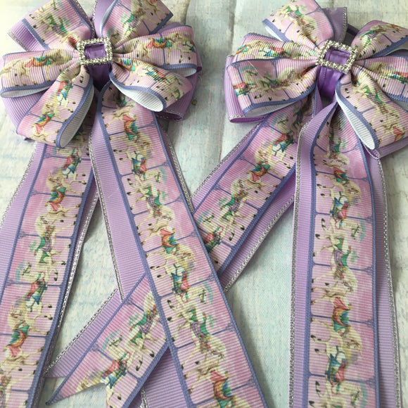 💙 Show Bows: Carousel Horses Lavender