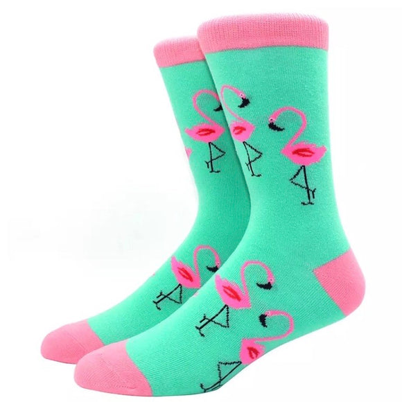 💝 Crew Socks: Flamingos ~ Mint/Pink 💓
