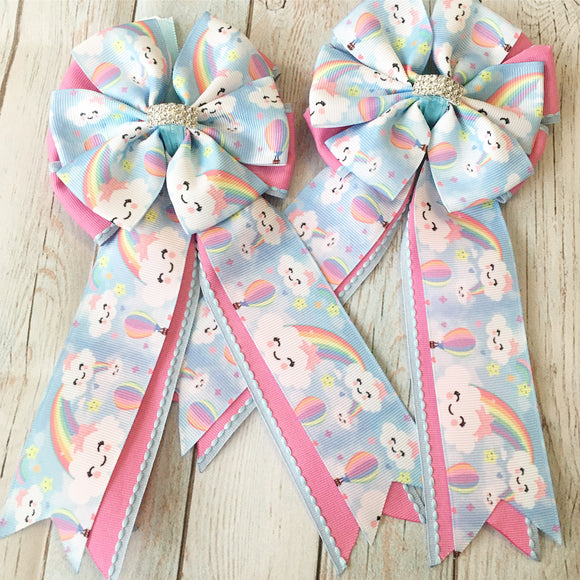 💙 Show Bows: Happy Clouds/Rainbow ~ NEW