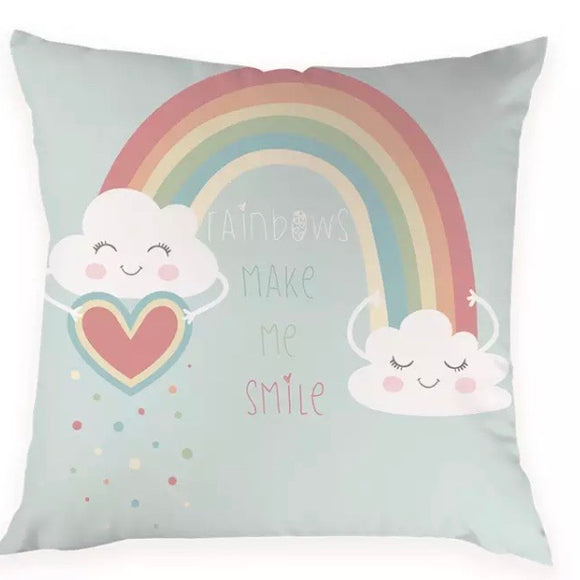 Throw Pillow Cover: Rainbows Make Me Smile