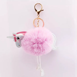 KeyChain / Bag Charm: Pom Pom Pets ~ Unicorn ~ Lavender