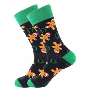 💝 Crew Socks: Christmas ~ Gingerbread People Black/Green