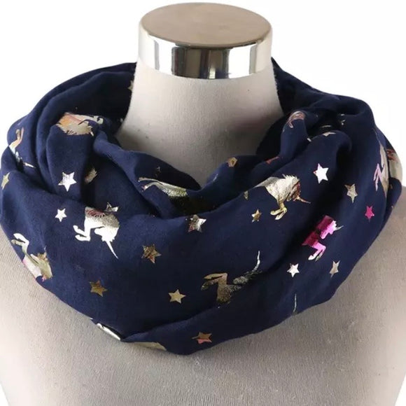 💙 Infinity Scarf: Metallic Unicorns ~ Navy/Holo