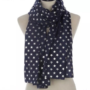 💙Scarf: Metallic Stars ~ Navy/Silver