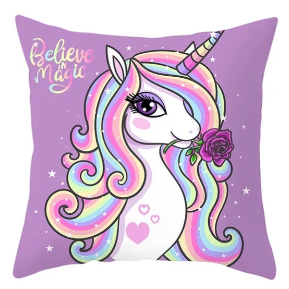 Throw Pillow Cover: Unicorn Believe In Magic