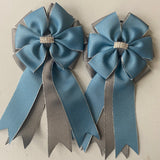 🫶 Show Bows: French Blue on Gray Shimmer 🤍 NEW