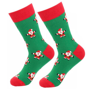 Crew Socks: Christmas ~ Santa Green/Red