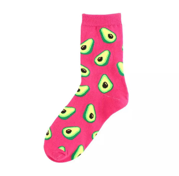 Crew Socks: Avocado Hot Pink