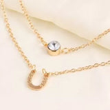 Necklace: Double-strand horseshoe & crystal