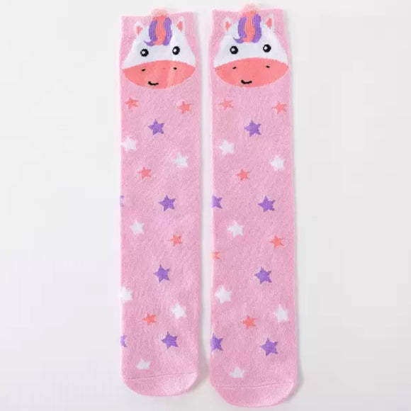 🧦 Youth Boot Socks: Unicorns Pink w/Stars *NEW