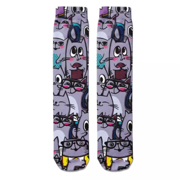 *Boot Socks: Cats Purple ~ NEW