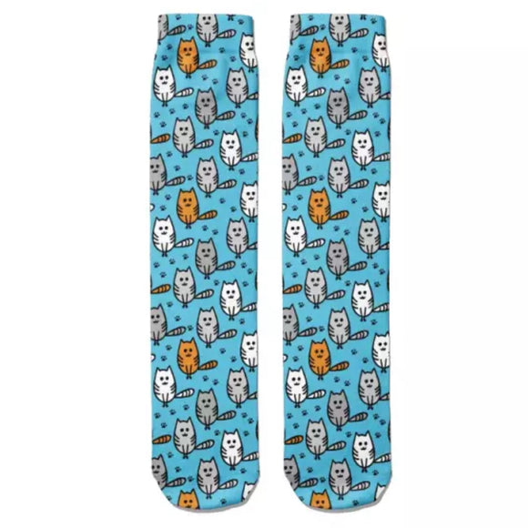 *Boot Socks: Cats Tabbies Turquoise ~ NEW!