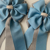 🫶 Show Bows: French Blue on Gray Shimmer 🤍 NEW