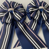 💚Show Bows: Wellington Stripe Navy