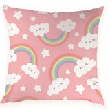 Throw Pillow Cover: Rainbow Clouds Pink