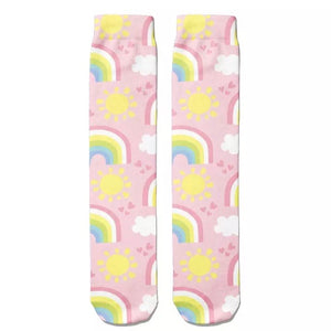 *Boot Socks: Rainbow Sunshine Pink