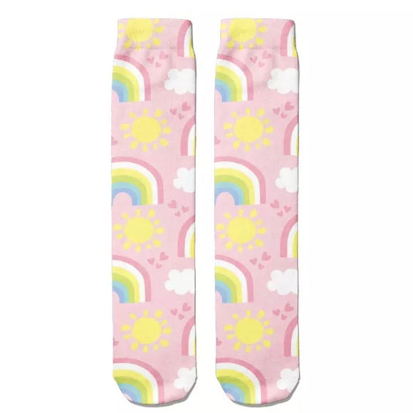 *Boot Socks: Rainbow Sunshine Pink