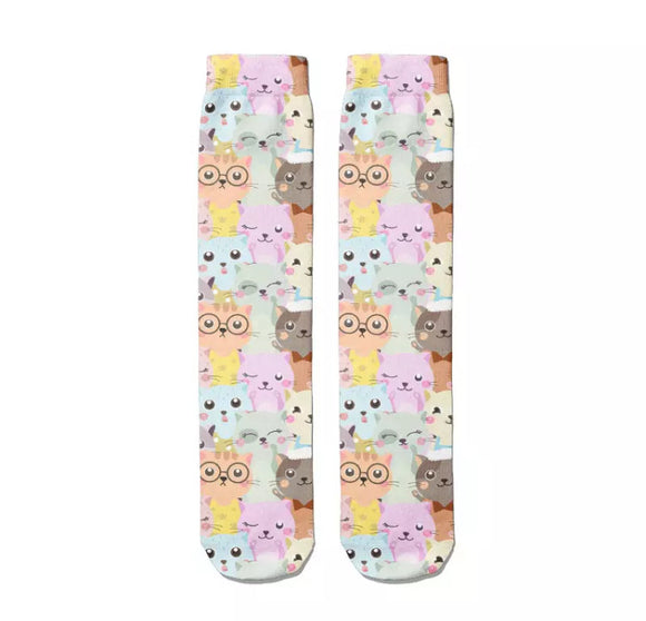 *Boot Socks: Cats ~ Pastel w/Glasses 🐱🤓