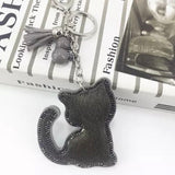 KeyChain / Bag Charm: Cat ~ Fuzzy/Sparkley ~ Gray 🐱 NEW!