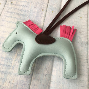 KeyChain / Bag Charm: Loopy Horse ~ Mint/Hot Pink