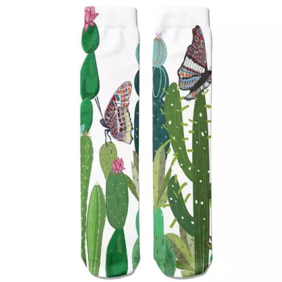 *Boot Socks: Butterfly Cactus Garden *NEW