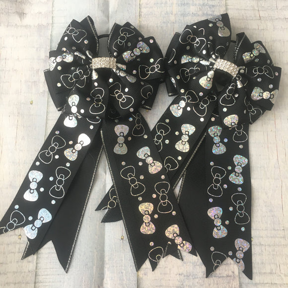 🫶 Show Bows: Bows ~ Holographic/Black 🖤 NEW