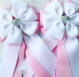 🫶 Show Bows: White on Pink Swiss Dot 💗 NEW