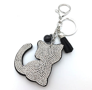 Keychain / bag charm: glitter cat ~ white 🐱 new 🐱