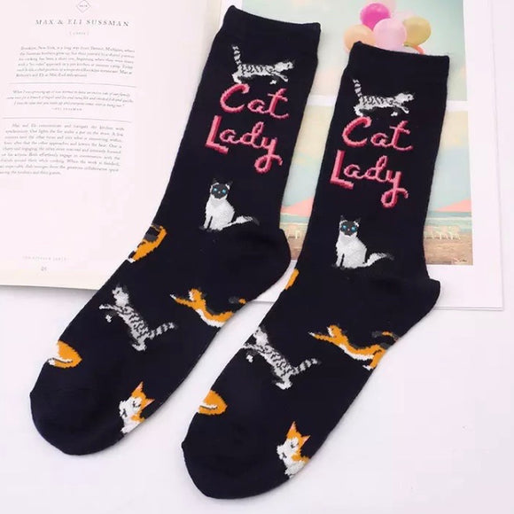 Crew Socks: Cat Lady ~ Navy