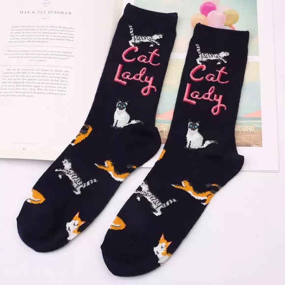 Crew Socks: Cat Lady ~ Navy *CLEARANCE