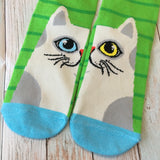 Crew Socks: Cat ~ Blue/Yellow Eyes *CLEARANCE