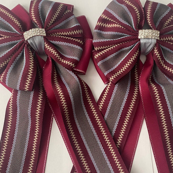 * Show Bows: Hampton Stripe Double Merlot *NEW